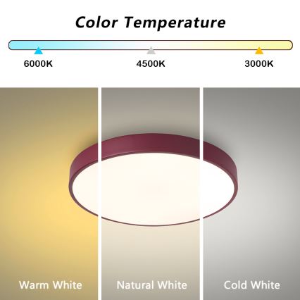 Brilagi - LED Ceiling Light POOL LED/48W/230V 3000/4000/6000K Ø 40 cm burgundy
