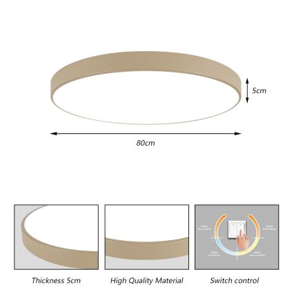 Brilagi - POOL LED Ceiling Light LED/100W/230V, Selectable 3000/4000/6000K, Ø 80 cm, Beige