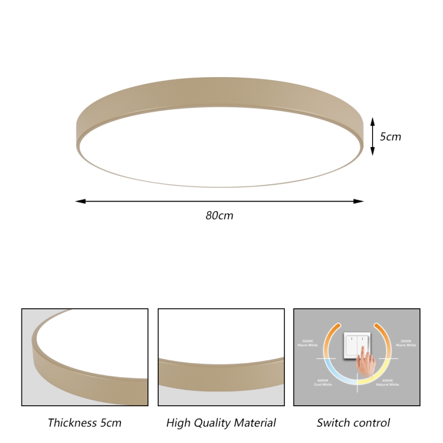 Brilagi - POOL LED Ceiling Light LED/100W/230V, Selectable 3000/4000/6000K, Ø 80 cm, Beige