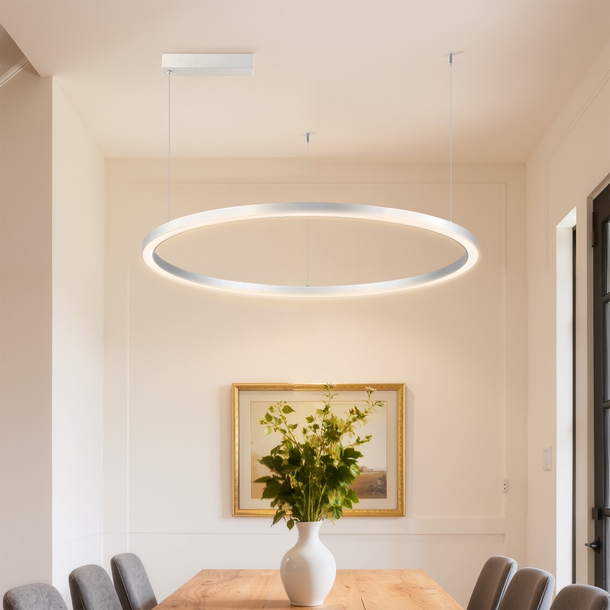Brilagi - PORTOFINO Dimmable LED Pendant on Cable LED/60W/230V 3000-6000K dia. 80 cm Silver + Remote Control