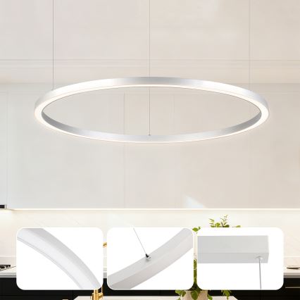 Brilagi - PORTOFINO Dimmable LED Pendant on Cable LED/60W/230V 3000-6000K dia. 80 cm Silver + Remote Control