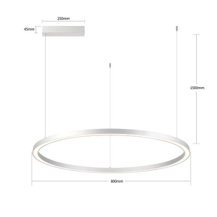 Brilagi - PORTOFINO Dimmable LED Pendant on Cable LED/60W/230V 3000-6000K dia. 80 cm Silver + Remote Control