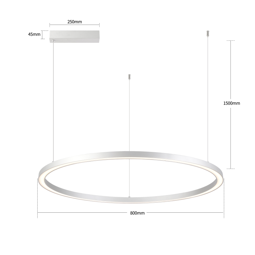 Brilagi - PORTOFINO Dimmable LED Pendant on Cable LED/60W/230V 3000-6000K dia. 80 cm Silver + Remote Control