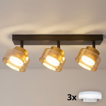 BRILAGI - LED RGB+CCT Dimmable Recessed Spotlight AURA LUX 3xGX53/14W/230V 2700-6500K Wi-Fi Tuya black/gold