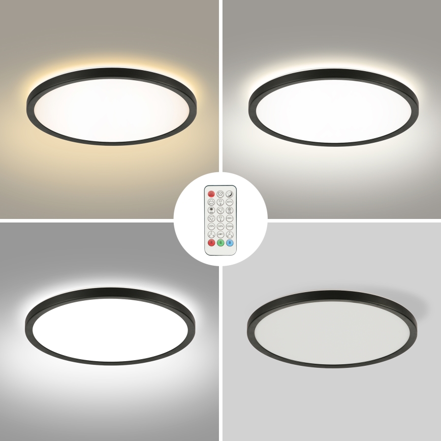 Brilagi - LED RGBW Dimmable ceiling light ULTRA SLIM LED/18W/230V 2700-6500K d. 30 cm black + remote control