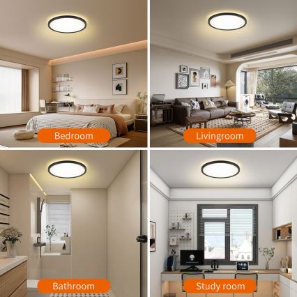 Brilagi - LED RGBW Dimmable ceiling light ULTRA SLIM LED/18W/230V 2700-6500K d. 30 cm black + remote control