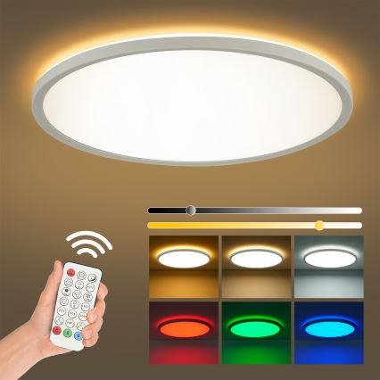 Brilagi - LED RGBW Dimmable ceiling light ULTRA SLIM LED/18W/230V 2700-6500K d. 30 cm white + remote control