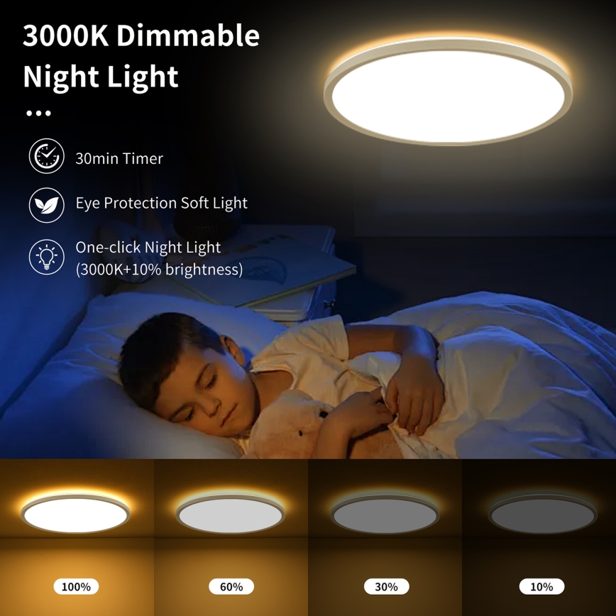 Brilagi - LED RGBW Dimmable ceiling light ULTRA SLIM LED/18W/230V 2700-6500K d. 30 cm white + remote control