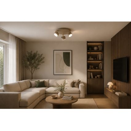 BRILAGI - LED RGB+CCT Dimmable MONO Spotlight 3xGX53/14W/230V 2700-6500K Wi-Fi Tuya Beige/Gold