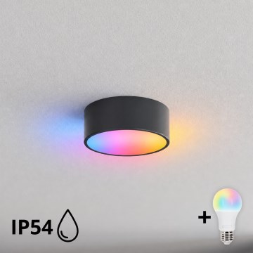 BRILAGI - LED RGBW Dimmable bathroom ceiling light CLARE 1xE27/12W/230V Ø 20 cm anthracite IP54