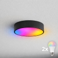 BRILAGI - LED RGBW Dimmable Bathroom Ceiling Light CLARE 2xE27/12W/230V 2700-6500K dia. 30 cm IP54 Black