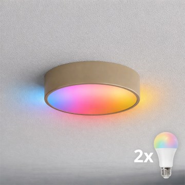 BRILAGI - LED RGBW Dimmable Bathroom Ceiling Light CLARE 2xE27/12W/230V 2700-6500K Ø 30 cm IP54 Beige