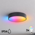 BRILAGI - LED RGBW Dimmable Bathroom Ceiling Light CLARE 3xE27/12W/230V Ø 40 cm anthracite IP54