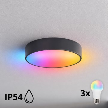BRILAGI - LED RGBW Dimmable Bathroom Ceiling Light CLARE 3xE27/12W/230V Ø 40 cm anthracite IP54