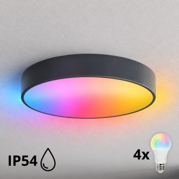 BRILAGI - LED RGBW Dimmable Bathroom Ceiling Light CLARE 4xE27/12W/230V Ø 50 cm Anthracite IP54