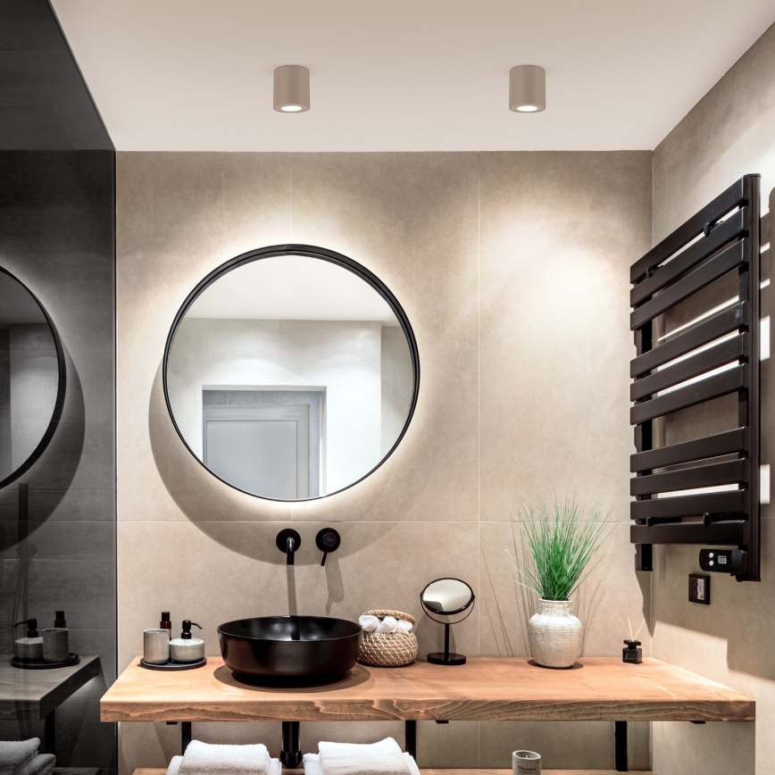 Brilagi - LED RGBW Dimmable Bathroom Light MIA 1xGU10/4,8W/230V 3000K 84x80 mm Beige IP54 + Remote Control