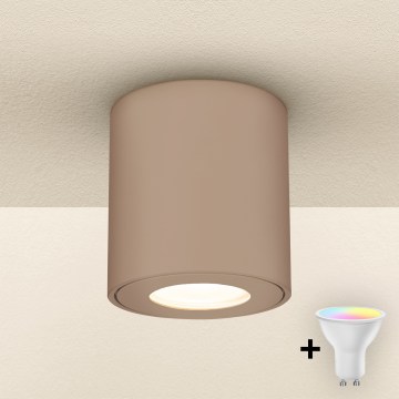 Brilagi - LED RGBW Dimmable Bathroom Light MIA 1xGU10/4,8W/230V 3000K 84x80 mm Beige IP54 + Remote Control