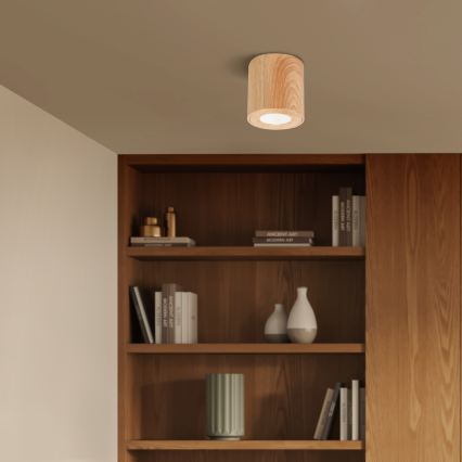 Brilagi - MIA LED RGBW Dimmable Bathroom Light 1xGU10/4,8W/230V 3000K 84x80 mm Oak Finish IP44 + Remote Control