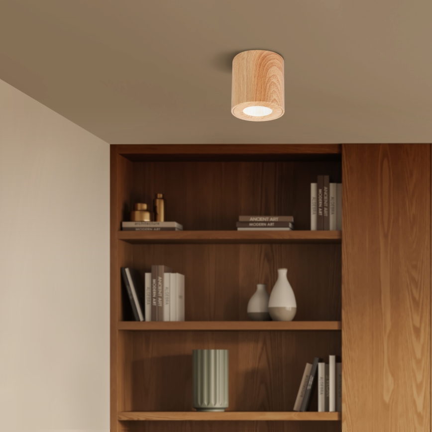 Brilagi - MIA LED RGBW Dimmable Bathroom Light 1xGU10/4,8W/230V 3000K 84x80 mm Oak Finish IP44 + Remote Control
