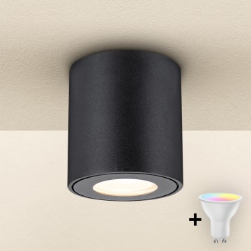 Brilagi - LED RGBW Dimmable Bathroom Light MIA 1xGU10/6W/230V 3000K 84x80 mm Black IP54 + Remote Control
