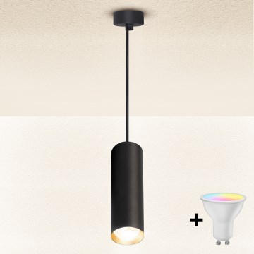 Brilagi - LED RGBW Dimmable Cable-Hung Pendant SELE 1xGU10/6W/230V 3000K Black/Gold + Remote Control