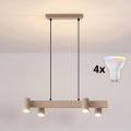 BRILAGI - LED RGBW Dimmable Cable-Suspended Chandelier SELE 4x GU10/6.5W/230V 2700–6500K Beige
