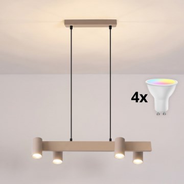 BRILAGI - LED RGBW Dimmable Cable-Suspended Chandelier SELE 4x GU10/6.5W/230V 2700–6500K Beige