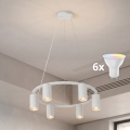 BRILAGI - LED RGBW Dimmable Cable-Suspended Chandelier SELE 6xGU10/6.5W/230V 2700-6500K White + Remote Control