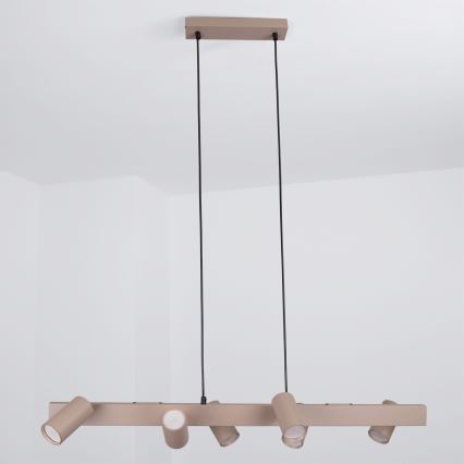 BRILAGI - LED RGBW Dimmable Cable-Suspended Chandelier SELE 6xGU10/6,5W/230V 2700-6500K Beige + Remote Control