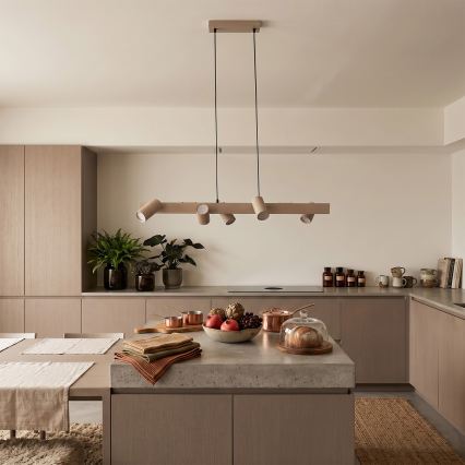 BRILAGI - LED RGBW Dimmable Cable-Suspended Chandelier SELE 6xGU10/6,5W/230V 2700-6500K Beige + Remote Control