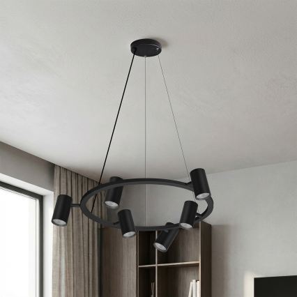 BRILAGI - LED RGBW Dimmable Cable-Hung Pendant Light SELE 6xGU10/6,5W/230V 2700-6500K Black + Remote Control