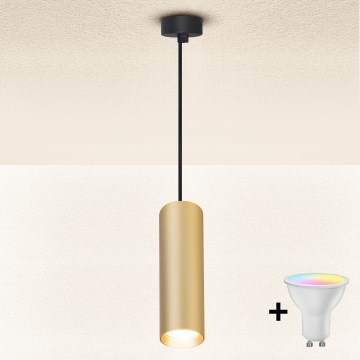 Brilagi - LED RGBW Dimmable cable-suspended pendant SELE 1xGU10/4,8W/230V 3000K black/gold + remote control