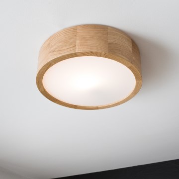 Brilagi - LED RGBW Dimmable Ceiling Light CARVALHO 1xE27/15W/230V 2700-6500K Wi-Fi Oak dia. 27,5 cm