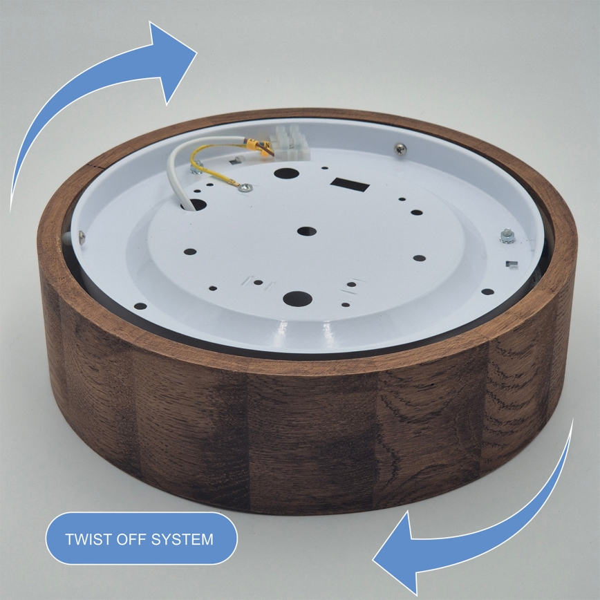 Brilagi - LED RGBW Dimmable ceiling light CARVALHO 1xE27/15W/230V 2700-6500K Wi-Fi oak Ø 27.5 cm