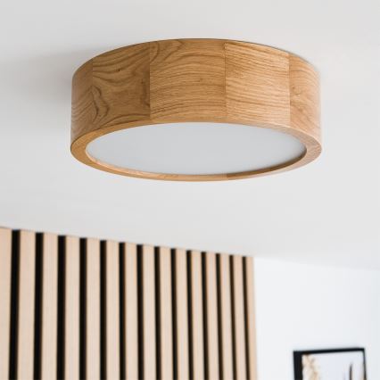 Brilagi - LED RGBW Dimmable Ceiling Light CARVALHO 1xE27/15W/230V 2700-6500K Wi-Fi Oak dia. 27,5 cm