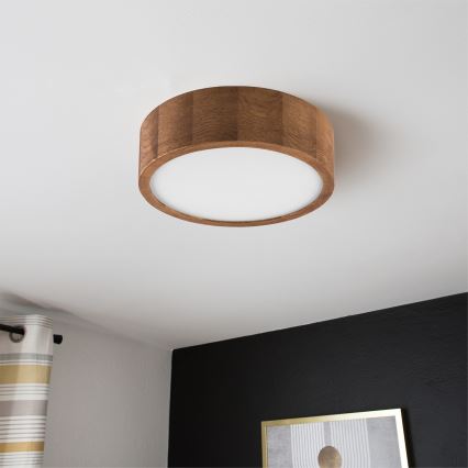 Brilagi - LED RGBW Dimmable ceiling light CARVALHO 1xE27/9W/230V 2700-6500K Wi-Fi oak Ø 27.5 cm