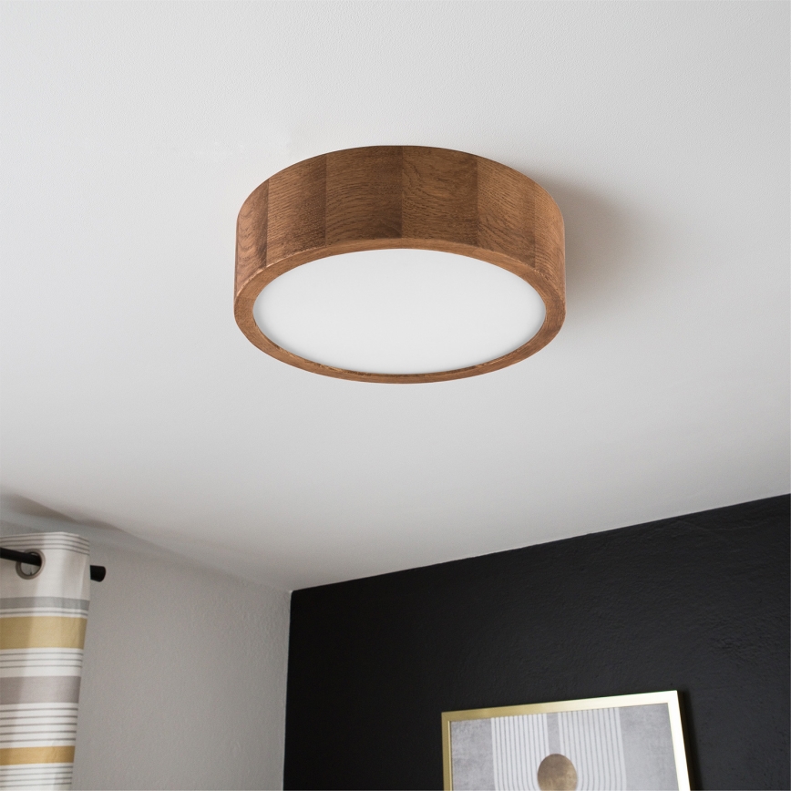 Brilagi - LED RGBW Dimmable ceiling light CARVALHO 1xE27/9W/230V 2700-6500K Wi-Fi oak Ø 27.5 cm