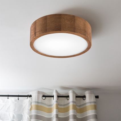Brilagi - LED RGBW Dimmable ceiling light CARVALHO 1xE27/9W/230V 2700-6500K Wi-Fi oak Ø 27.5 cm