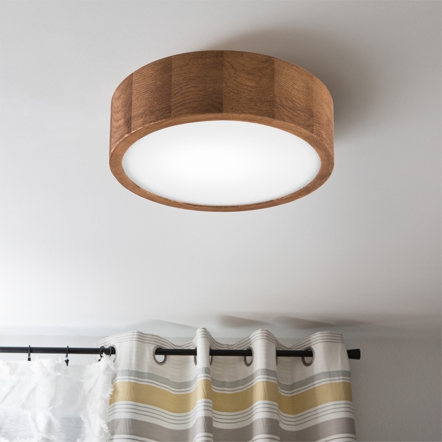 Brilagi - LED RGBW Dimmable ceiling light CARVALHO 1xE27/9W/230V 2700-6500K Wi-Fi oak Ø 27.5 cm
