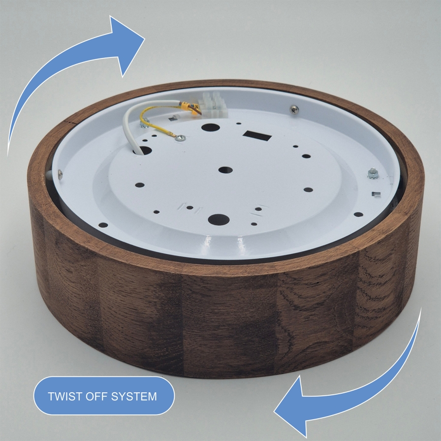 Brilagi - LED RGBW Dimmable ceiling light CARVALHO 1xE27/9W/230V 2700-6500K Wi-Fi oak Ø 27.5 cm