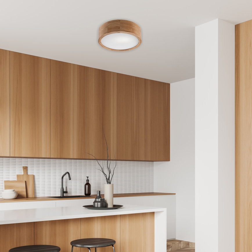 Brilagi - LED RGBW Dimmable Ceiling Light CARVALHO 1xE27/9W/230V 2700-6500K Wi-Fi Oak dia. 27,5 cm