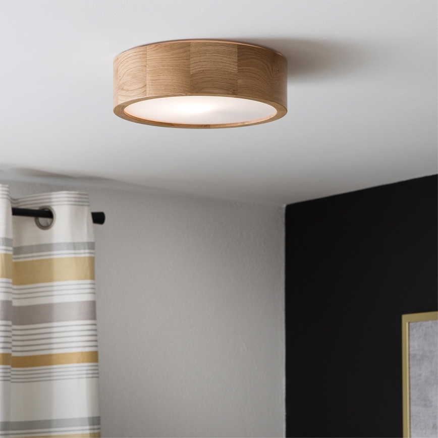 Brilagi - LED RGBW Dimmable Ceiling Light CARVALHO 1xE27/9W/230V 2700-6500K Wi-Fi Oak dia. 27,5 cm