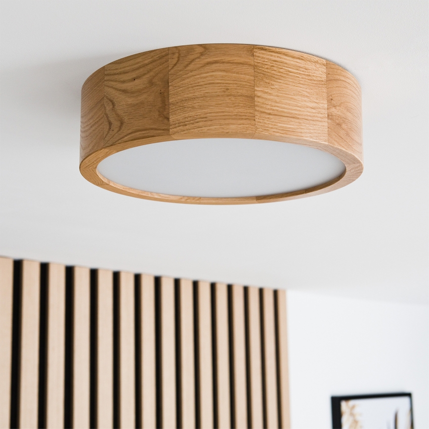 Brilagi - LED RGBW Dimmable Ceiling Light CARVALHO 1xE27/9W/230V 2700-6500K Wi-Fi Oak dia. 27,5 cm