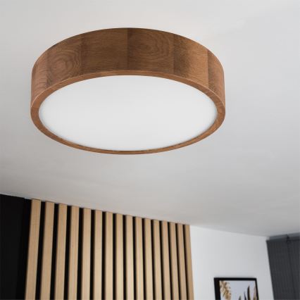 Brilagi - LED RGBW Dimmable Ceiling Light CARVALHO 2xE27/15W/230V 2700-6500K Wi-Fi Oak pr. 37,5 cm