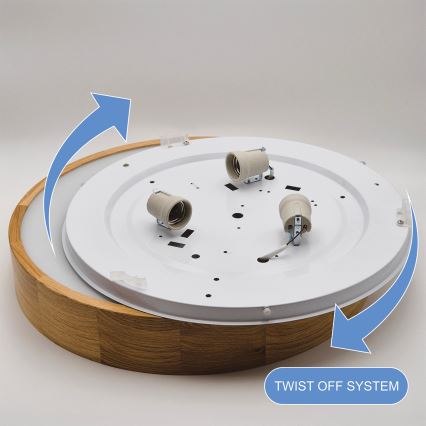 Brilagi - Dimmable LED RGBW Ceiling Light CARVALHO 3xE27/15W/230V 2700-6500K Wi-Fi Oak Ø 47.5 cm