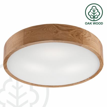 Brilagi - Dimmable LED RGBW Ceiling Light CARVALHO 3xE27/15W/230V 2700-6500K Wi-Fi Oak Ø 47.5 cm