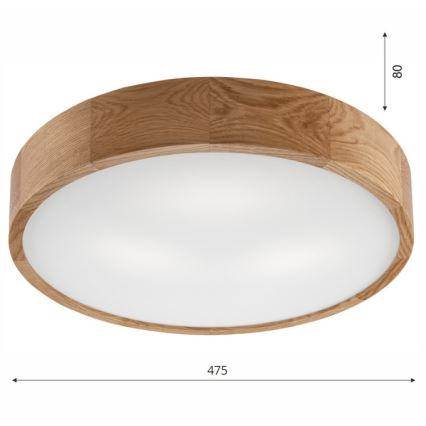 Brilagi - Dimmable LED RGBW Ceiling Light CARVALHO 3xE27/15W/230V 2700-6500K Wi-Fi Oak Ø 47.5 cm