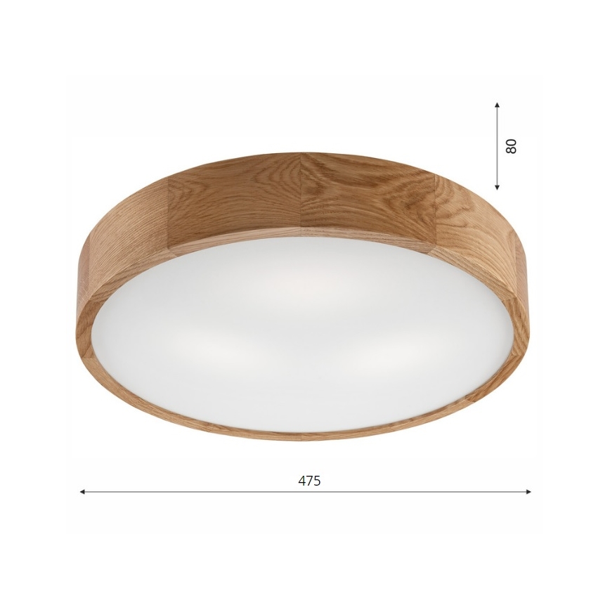 Brilagi - Dimmable LED RGBW Ceiling Light CARVALHO 3xE27/15W/230V 2700-6500K Wi-Fi Oak Ø 47.5 cm