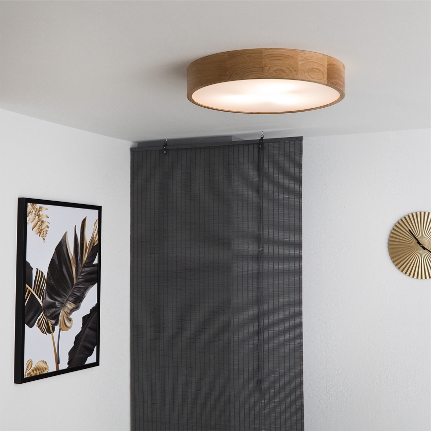 Brilagi - Dimmable LED RGBW Ceiling Light CARVALHO 3xE27/9W/230V 2700-6500K Wi-Fi Oak Ø 47.5 cm