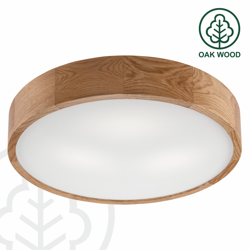 Brilagi - Dimmable LED RGBW Ceiling Light CARVALHO 3xE27/9W/230V 2700-6500K Wi-Fi Oak Ø 47.5 cm